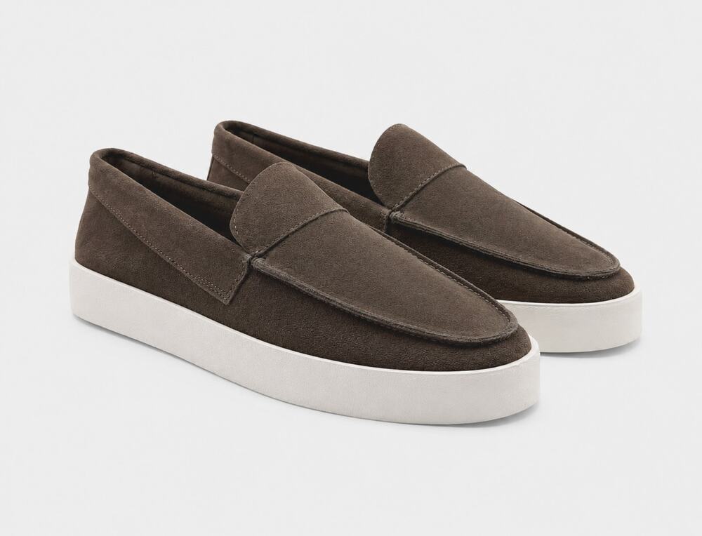 Saint Morta Men's Hemisphere Slip On Loafers Size 8 Brown White Suede NIB